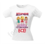 Женская футболка с рисунком Девичник сегодня можно все