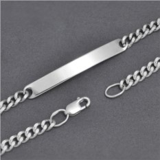 Серебряный женский браслет с гравировкой, 16 см, 925 проба