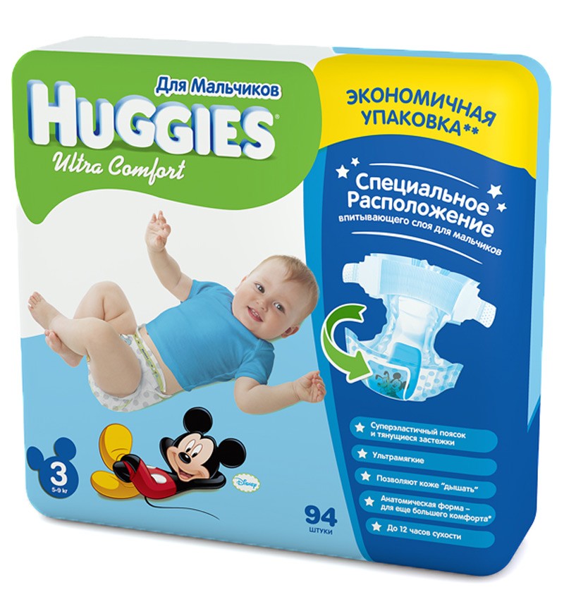 Подгузники Huggies Ultra Comfort Giga 3 (5-9 кг) 94 шт.
