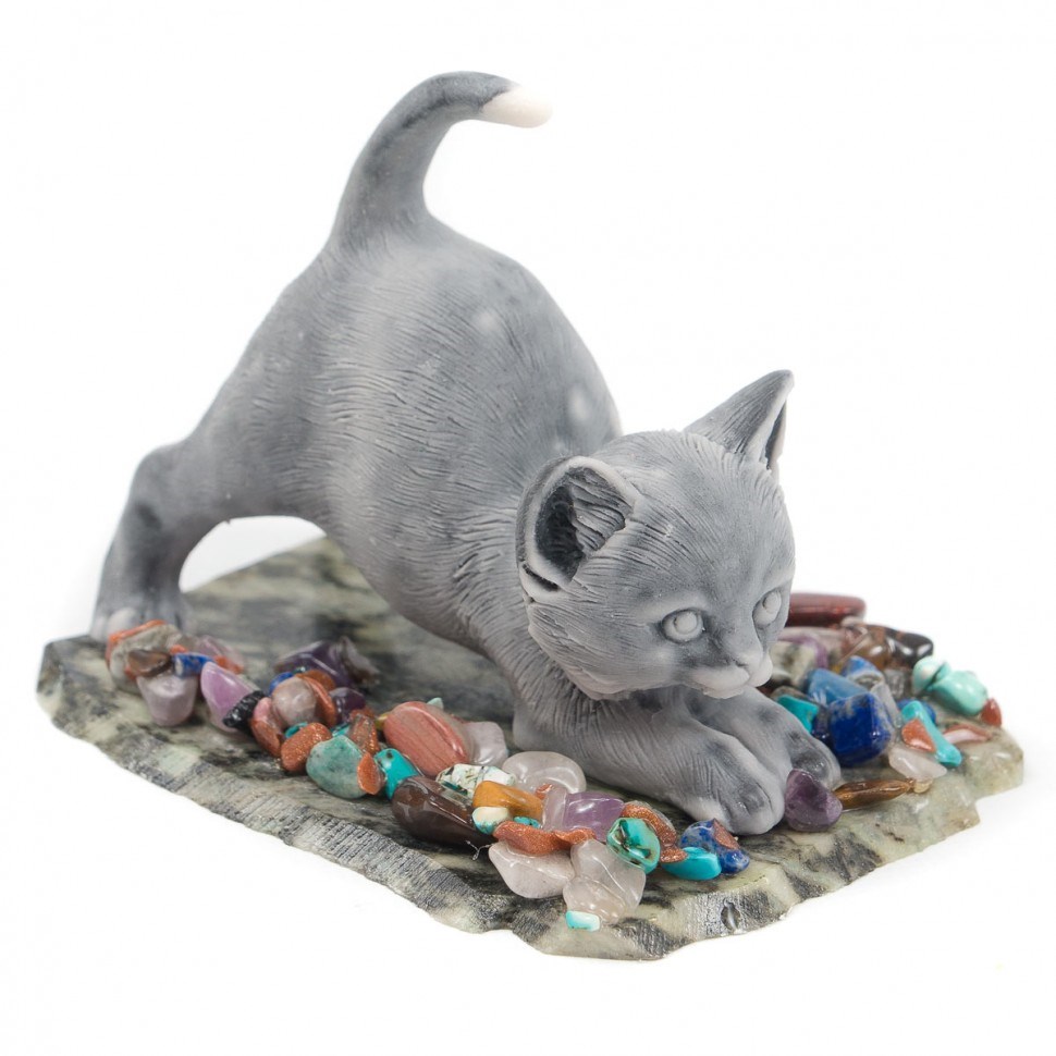 Сувенир Котенок играет из мрамолита