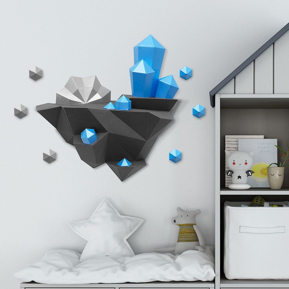 3D-модель Paperraz ОСТРОВ С КРИСТАЛЛАМИ (лазурный)