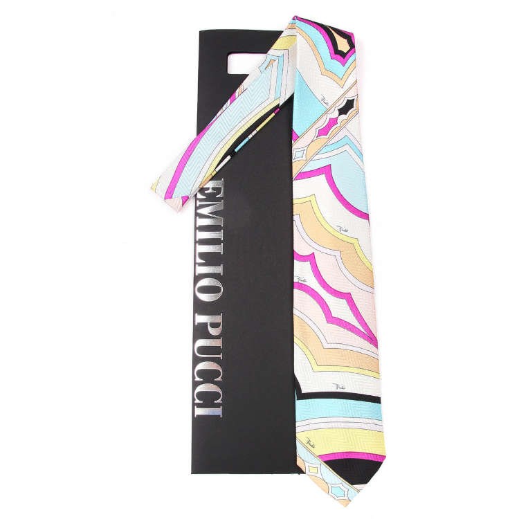 Печатный шелковый галстук с абстрактим рисунком Emilio Pucci