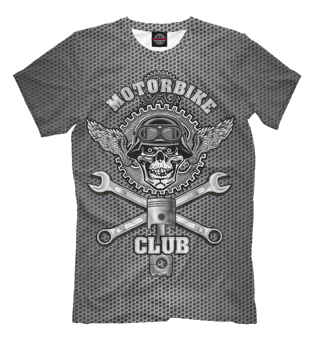 Мужская футболка Skull In Helmet Motorbike Club