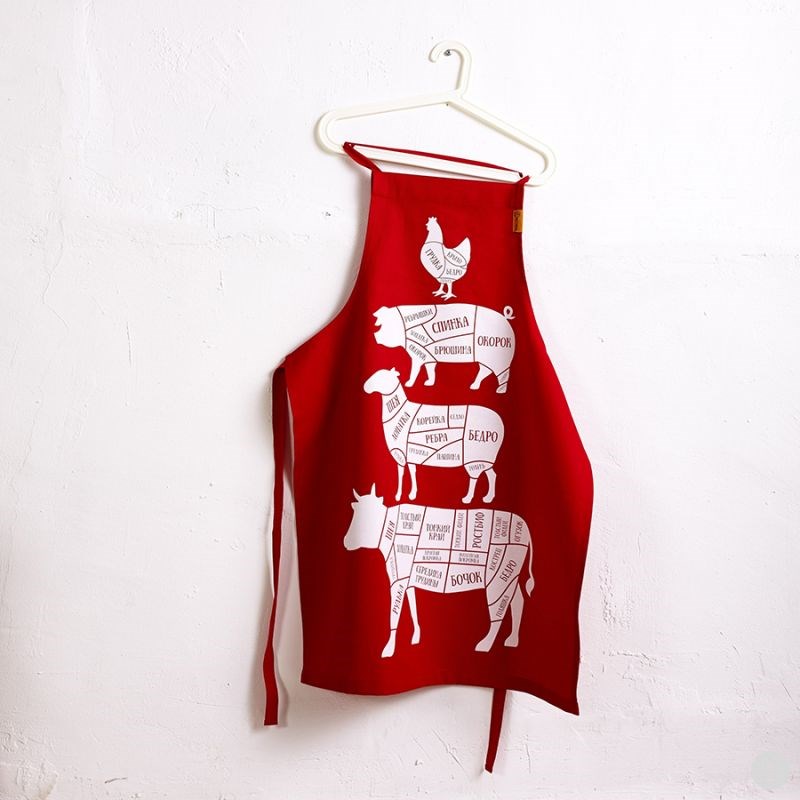 Кухонный фартук The Butcher Cuts, красный