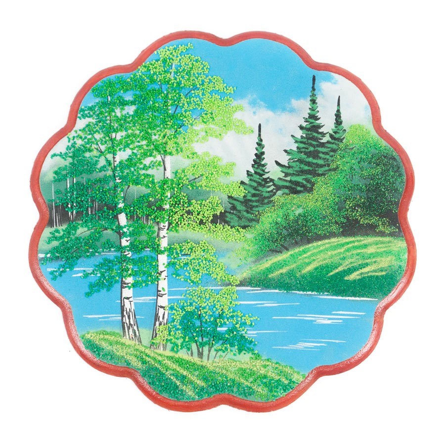 Панно из камня Летний пейзаж круглое 36x36 см
