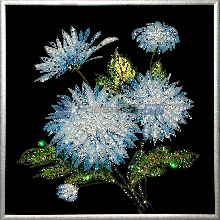 Картина с кристаллами Swarovski Хризантемы