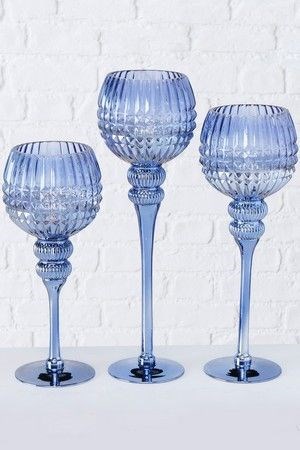 Подсвечники бокалы BEAUTY BLUE, стекло, 30-40 см (3 шт)