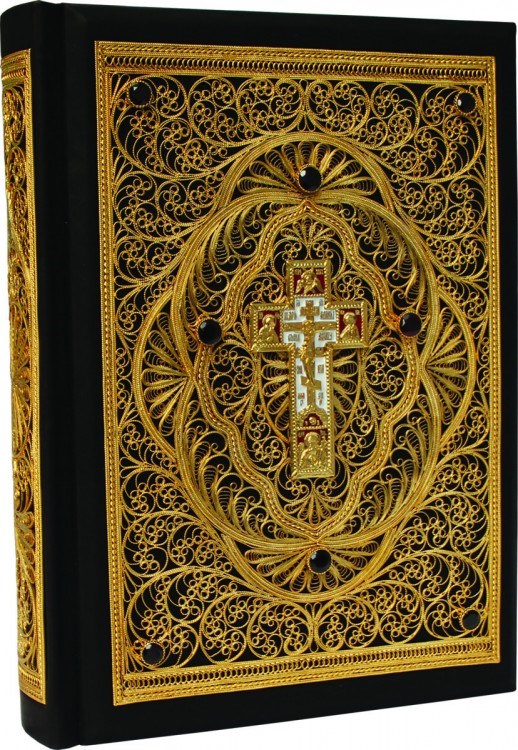 Подарочная книга Библия большая с золотой филигранью