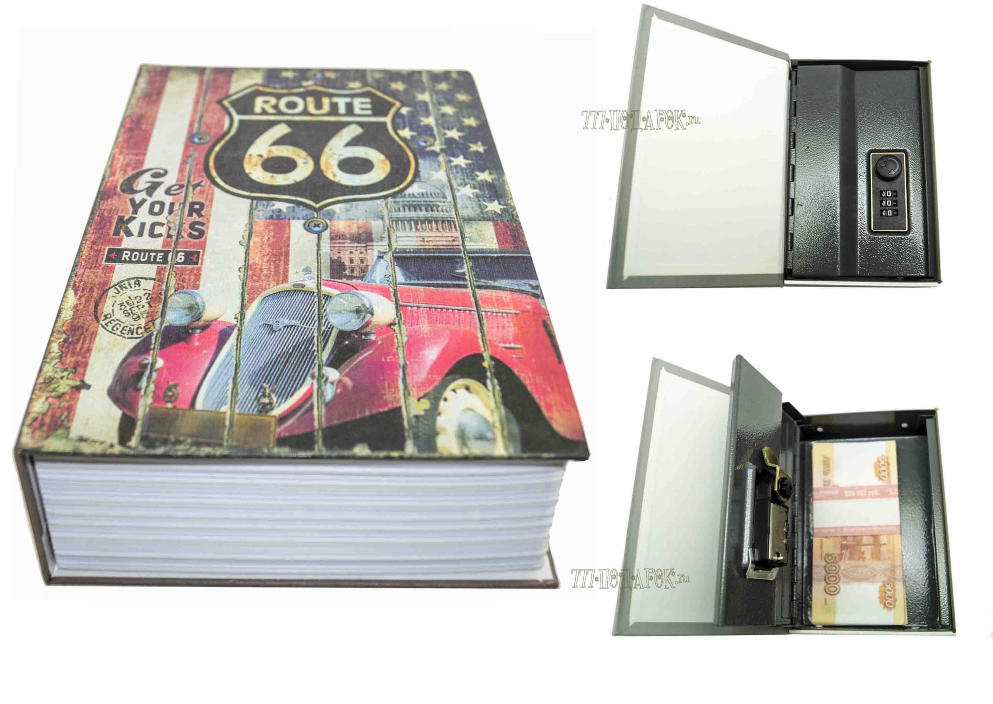 Книга-сейф с кодовым замком Route 66
