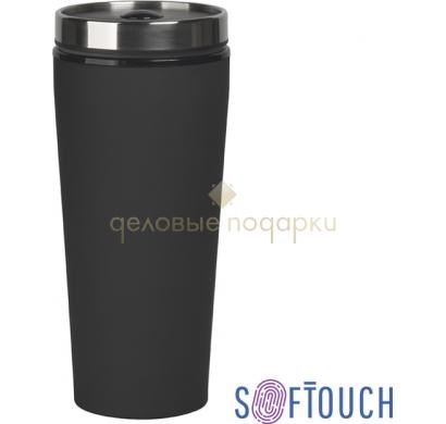Черный термостакан с покрытием soft touch Верона