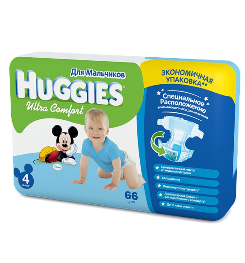 Подгузники Huggies Ultra Comfort Mega 4 (8-14 кг) 66 шт.