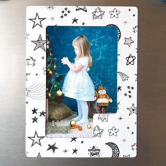 Магнитная фоторамка White Stars, белый, 15 x 10 см