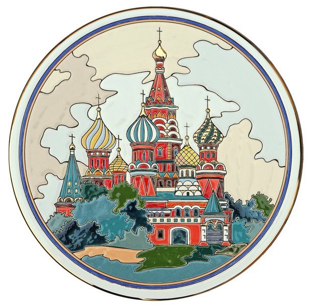 Изразцовая тарелка Храм Василия Блаженного