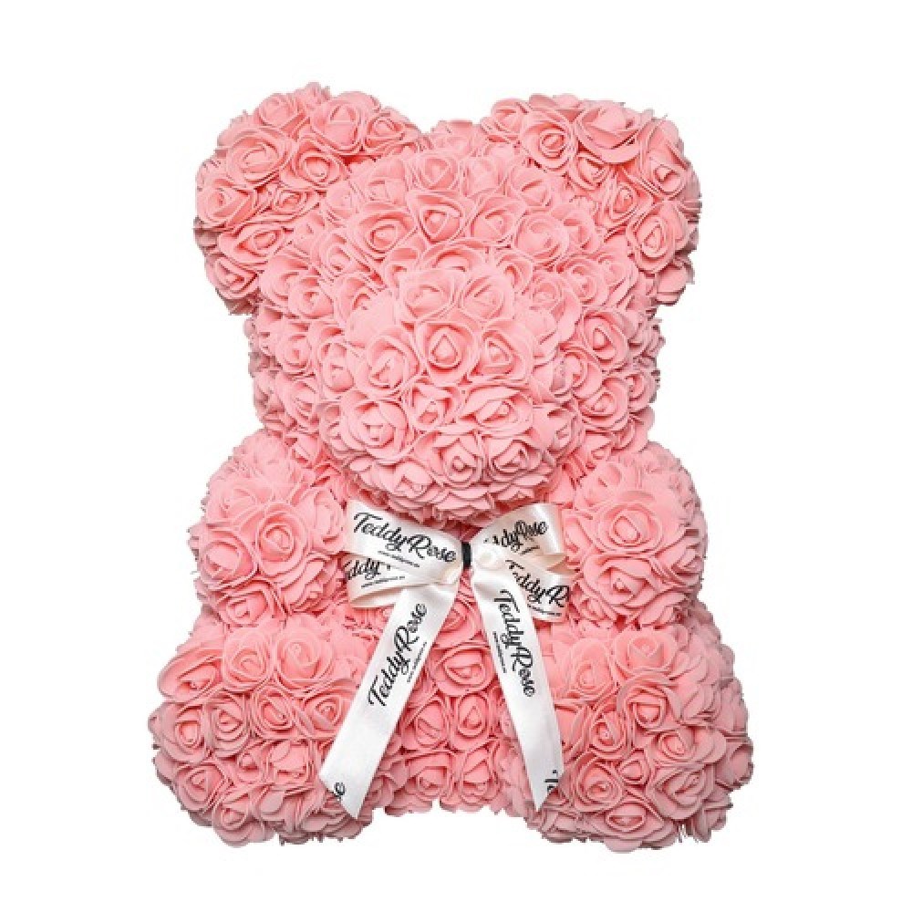 Мишка из роз, персиковый, 40 см.