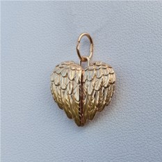 Золотой открывающийся кулон/медальон Крылья ангела
