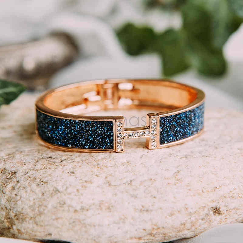 Браслет «Звездопад» с синими стразами Swarovski