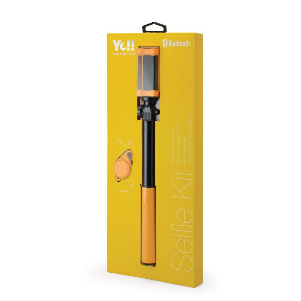 Селфи-монопод с пультом Bluetooth Power Bank 2800 mAh Yellow