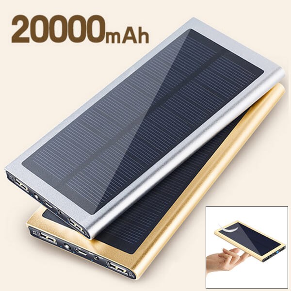 Внешний аккумулятор на солнечной батарее Metal Power Bank