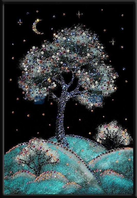 Картина с кристаллами Swarovski Зимняя вишня