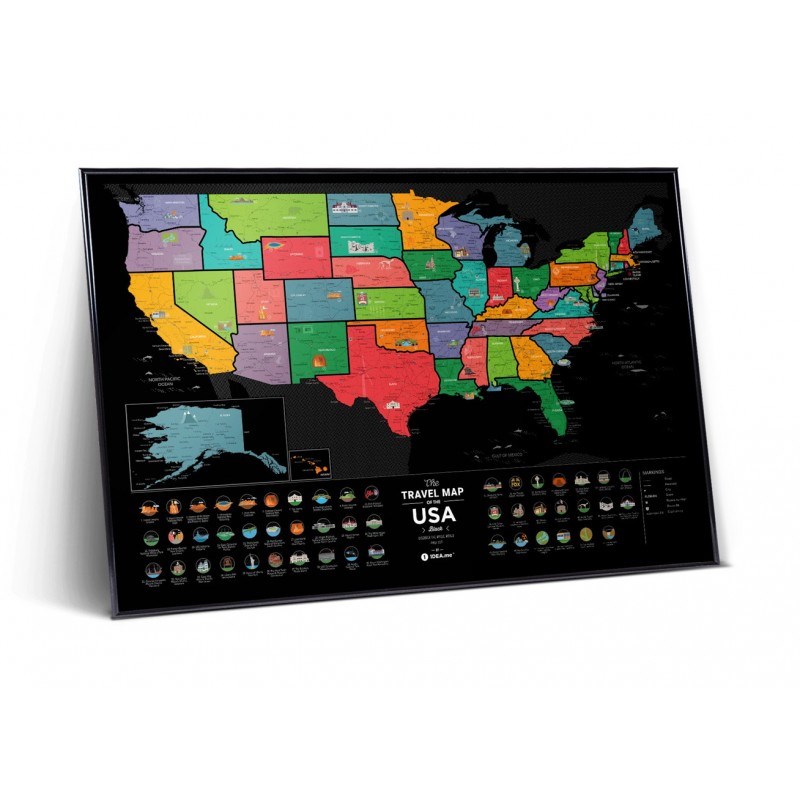 Черная скретч карта The Travel Map of the USA