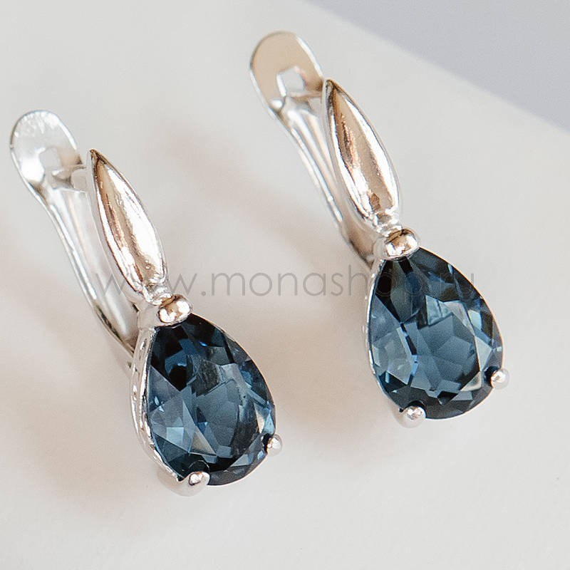 Серьги с кристаллами Swarovski «Сапфировые капли»