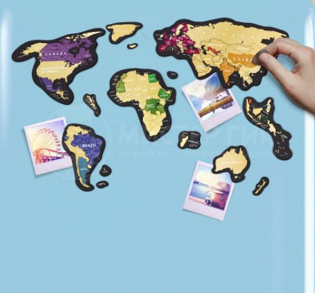 Магнитная скретч-карта мира Magnetic Travel Map