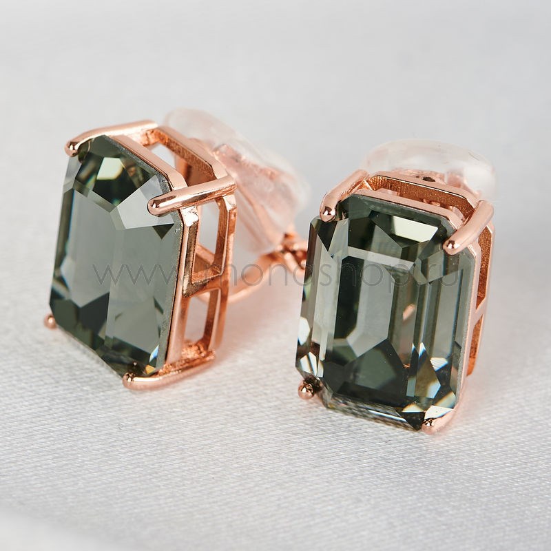 Клипсы Черный бриллиант с кристаллами Swarovski
