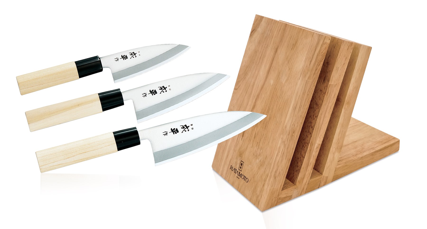 Набор из 3-х кухонных ножей и подставки Japanese Knife