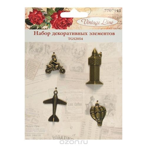 Набор декоративных элементов Vintage Line, 4 шт.