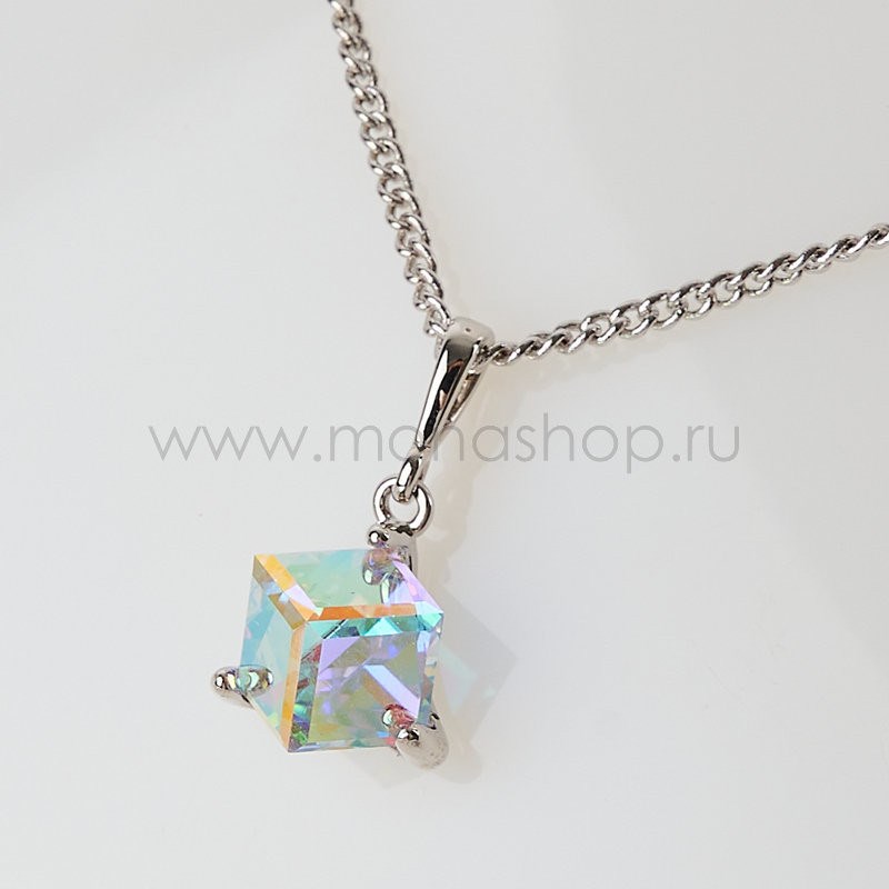 Кулон-кубик Миражи с кристаллом-хамелеоном Swarovski