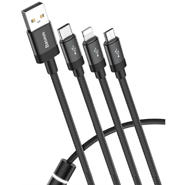 Кабель USB 3в1 Type-C/Lightning/Micro USB 3.5A (CAMLT-PY01)