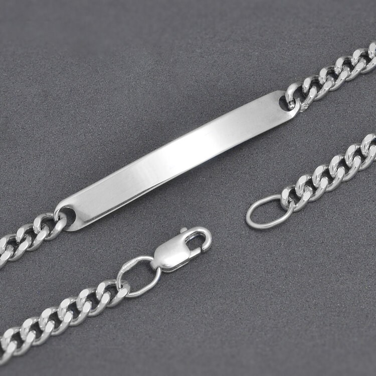 Серебряный женский браслет с гравировкой, 16 см, 925 проба