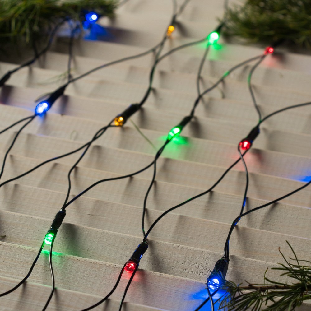 Гирлянда - Сеть, 2 х 2 м, LED-224-220V, 8 режимов, нить тёмная, свечение мульти