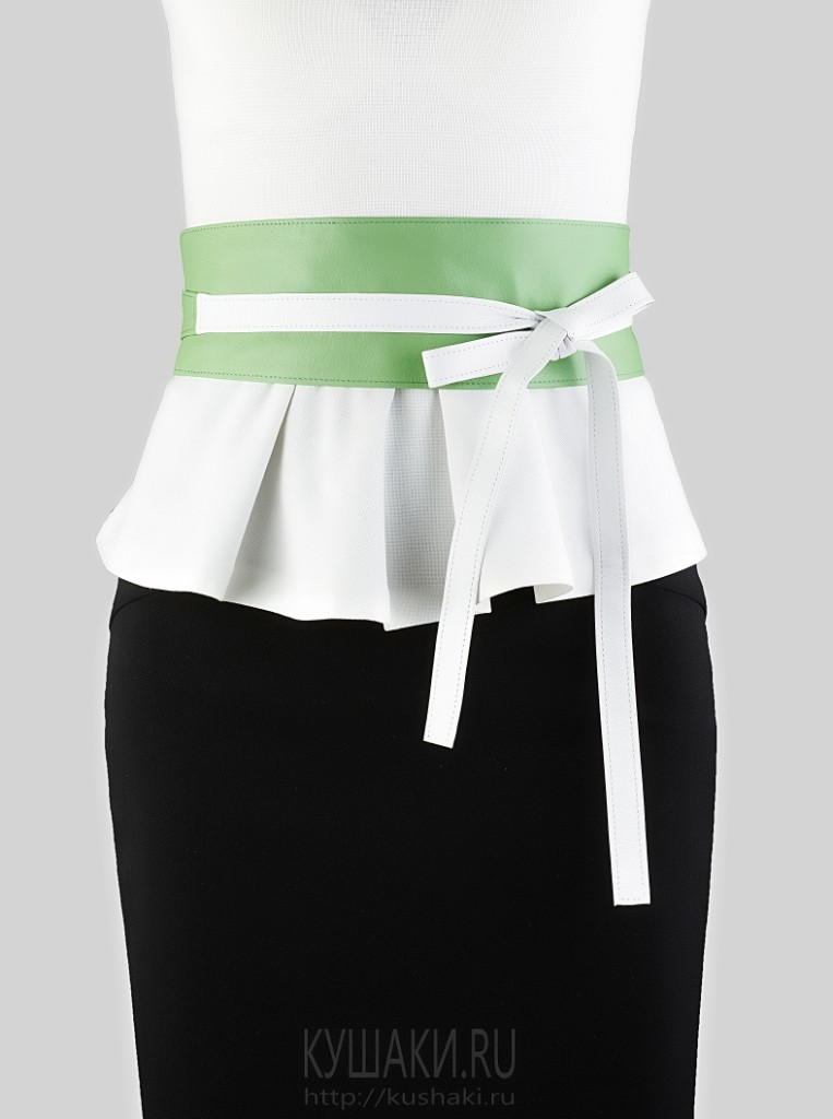 Кожаный пояс-кушак Spring Green, 9 см.