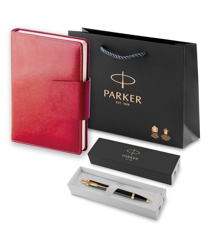 Подарочный набор Parker: шариковая ручка и красный ежедневник