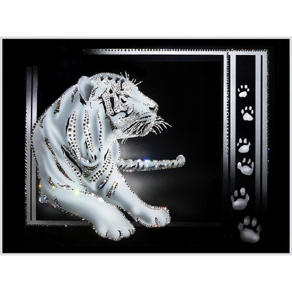Картина с кристаллами Swarovski По следам тигра