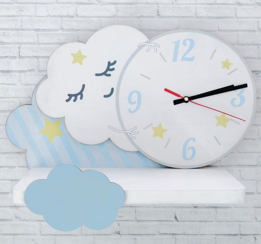 Настенная полка с часами Cloud