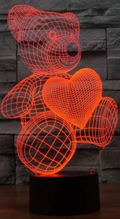3D светильник Мишка с сердцем