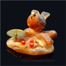 Подсвечник из селенита Снегирь