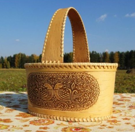Корзина из бересты Птички