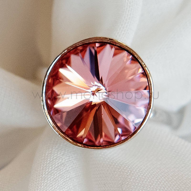 Кольцо с розовым кристаллом Swarovski «Чародейка»
