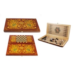 Настольная игра Хохлома: нарды, шашки, 50х25 см