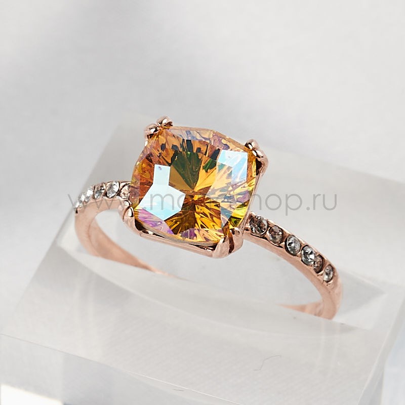 Кольцо Сияние бриллиантов с желтым кристаллом Swarovski
