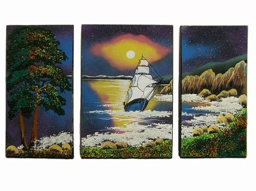 Модульная картина на змеевике Корабль