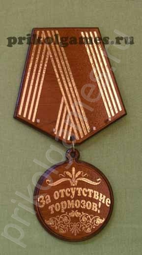 Настенная ключница Медаль За отсутствие тормозов!