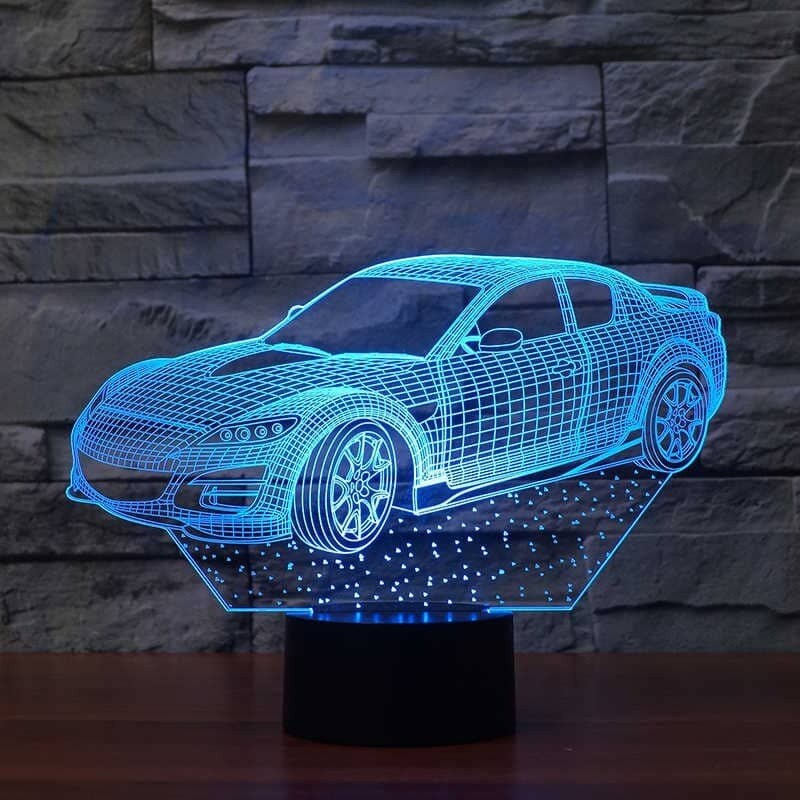 Светодиодный 3D ночник Машина ST, 7 цветов