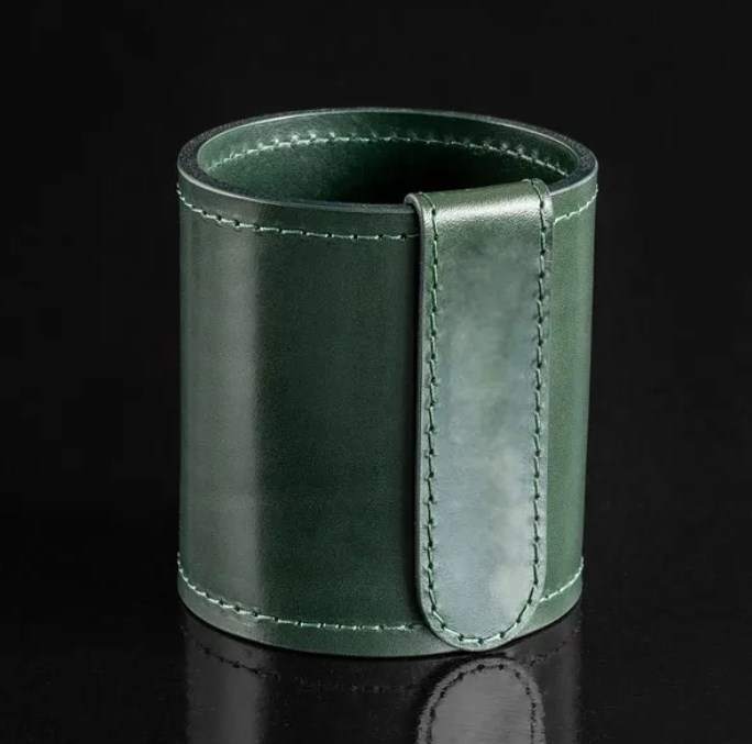 Канцелярский стакан Luxe из кожи Full Grain Green