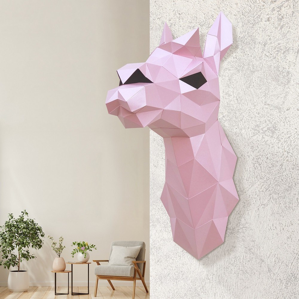 3D-модель Paperraz ЛАМА ДИАНА (розовая) на стену