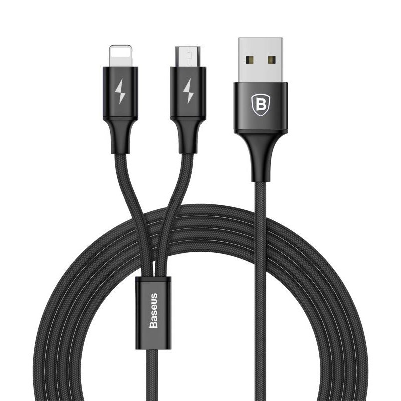 Кабель USB 2в1 Lightning/Micro USB 3A Baseus Rapid Series