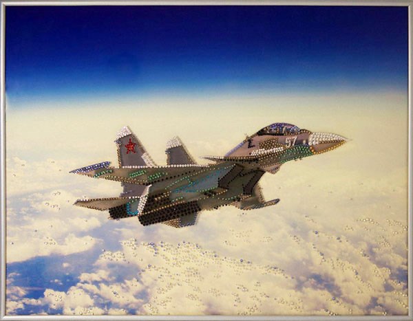 Картина с кристаллами Сваровски Истребитель СУ-30